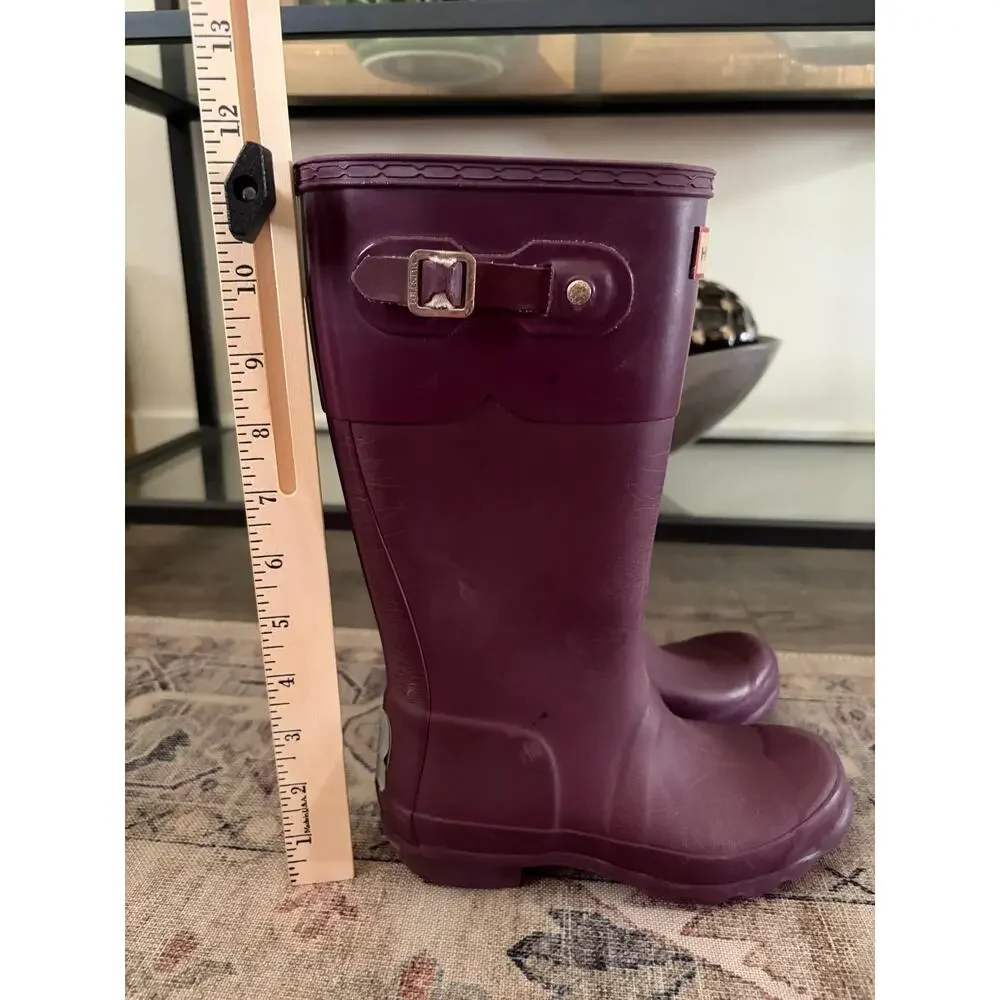 Hunter Original Kids Rain Boots Size US 2 Purple Tonal Contrast Tall Rubber